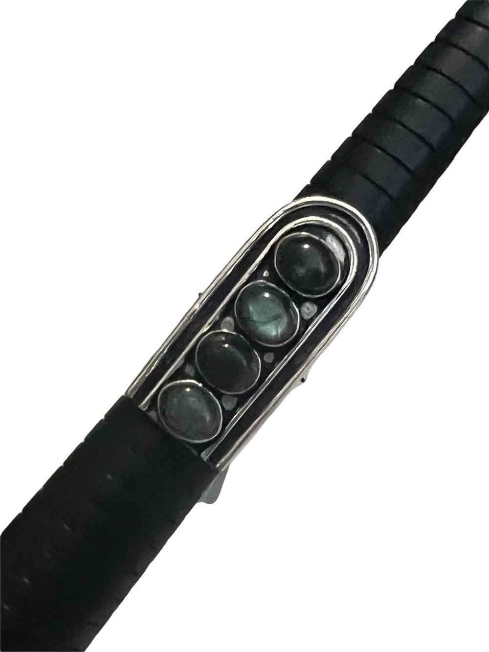 Labradorite 925 Circles Gemstone Ring 8.5